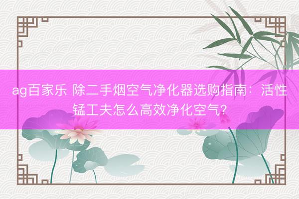 ag百家乐 除二手烟空气净化器选购指南：活性锰工夫怎么高效净化空气？
