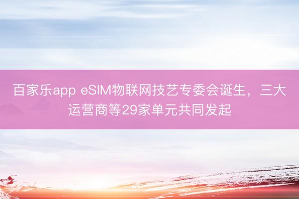 百家乐app eSIM物联网技艺专委会诞生，三大运营商等29家单元共同发起